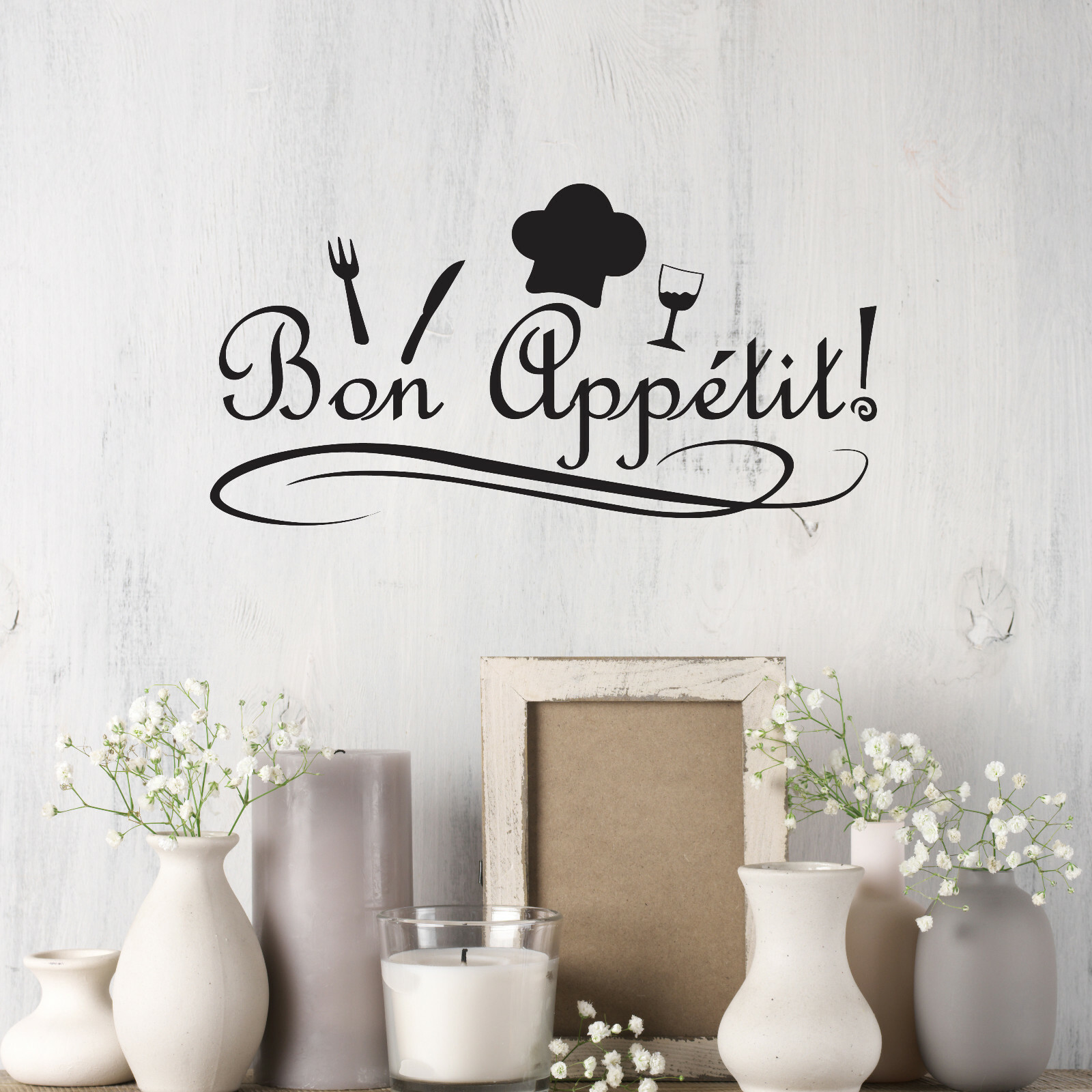 Wall Decal Kitchen Funny Restaurant Quote Bon Appetit Vinyl Decor Black gz476
