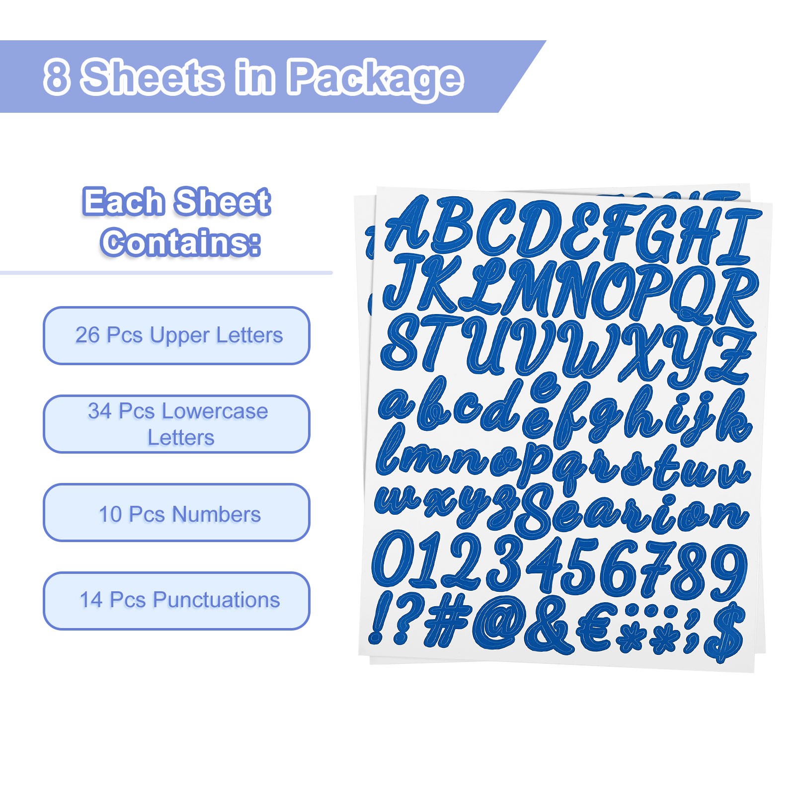 Vinyl Stickers Numbers & Letters, 672 pcs (dark blue, 2.5 cm) for