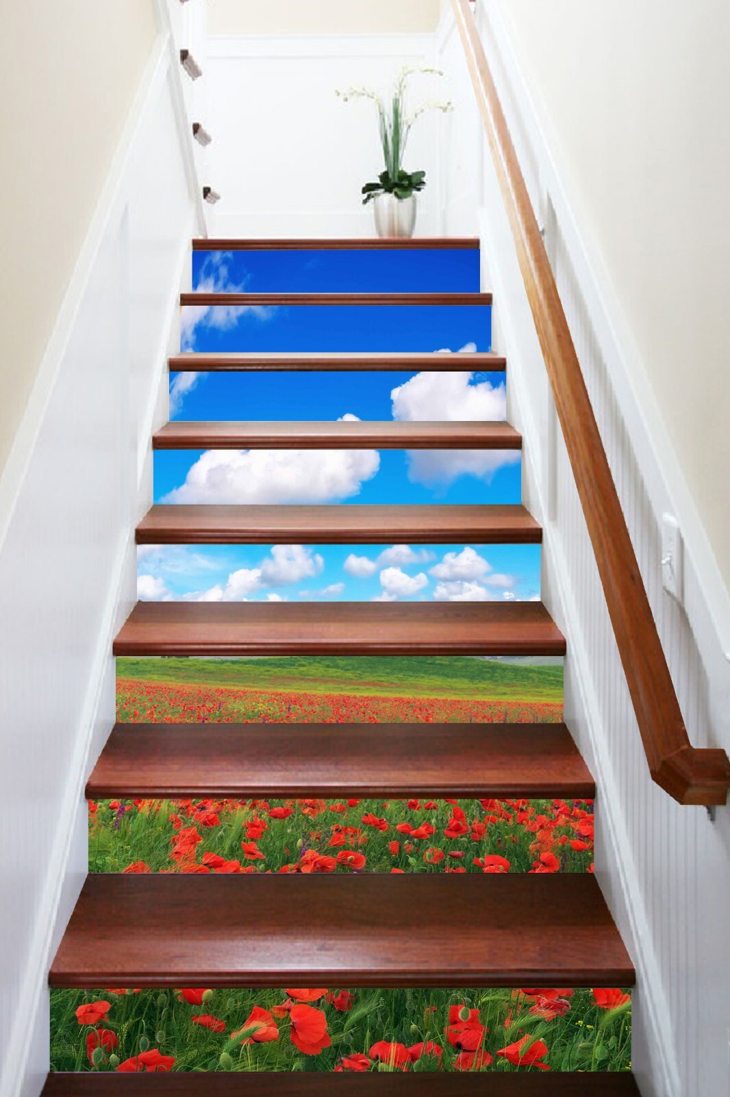 3D Blue Sky Garden AZ1377 Stair Risers Decoration Mural Vinyl Wallpaper Kay