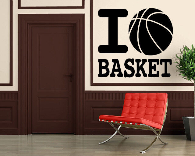 I Love Basketball Sign Simbol Sport Decor Wall MURAL Vinyl Art Sticker z833