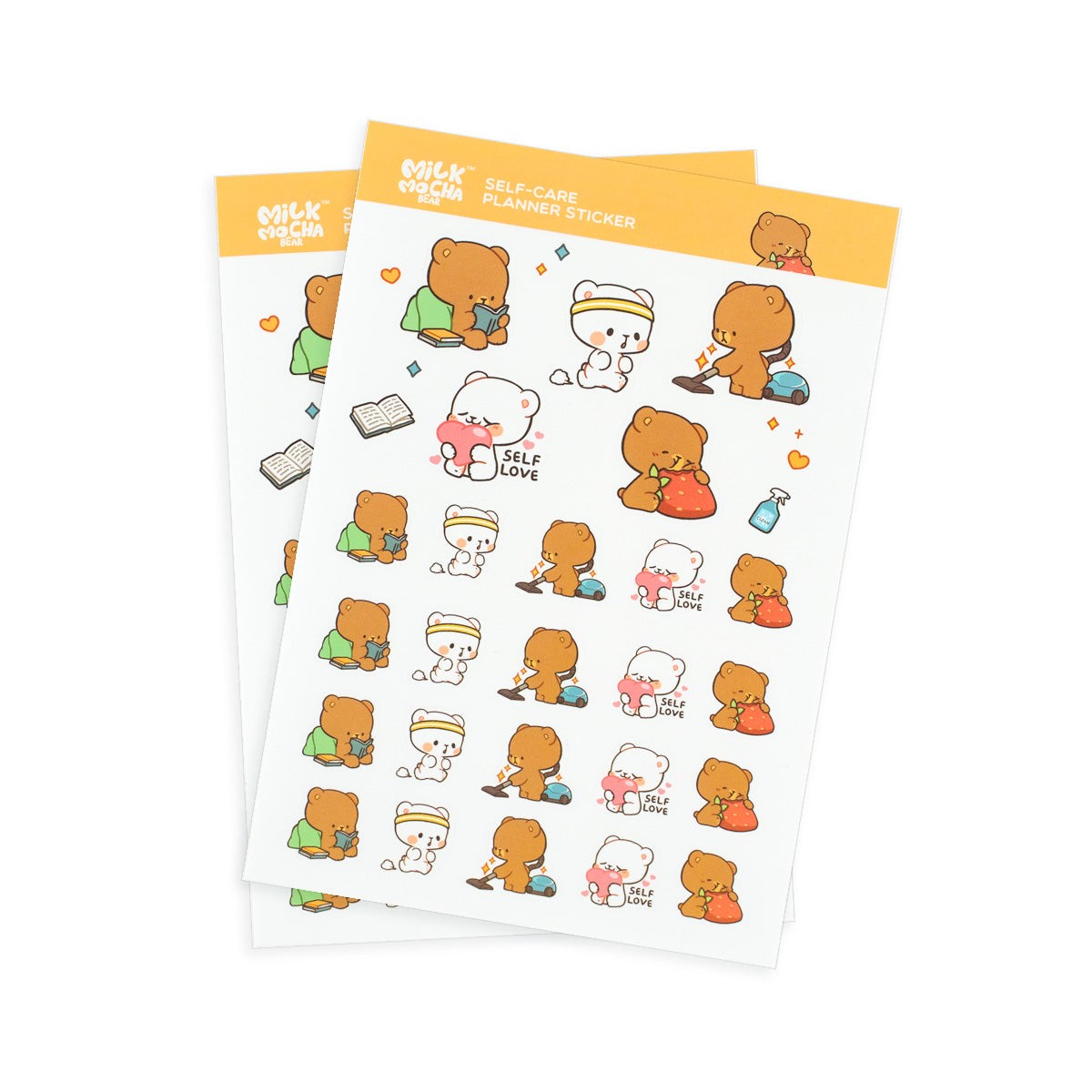 Milk Mocha Bear: Self-Care Planner Sticker Sheets