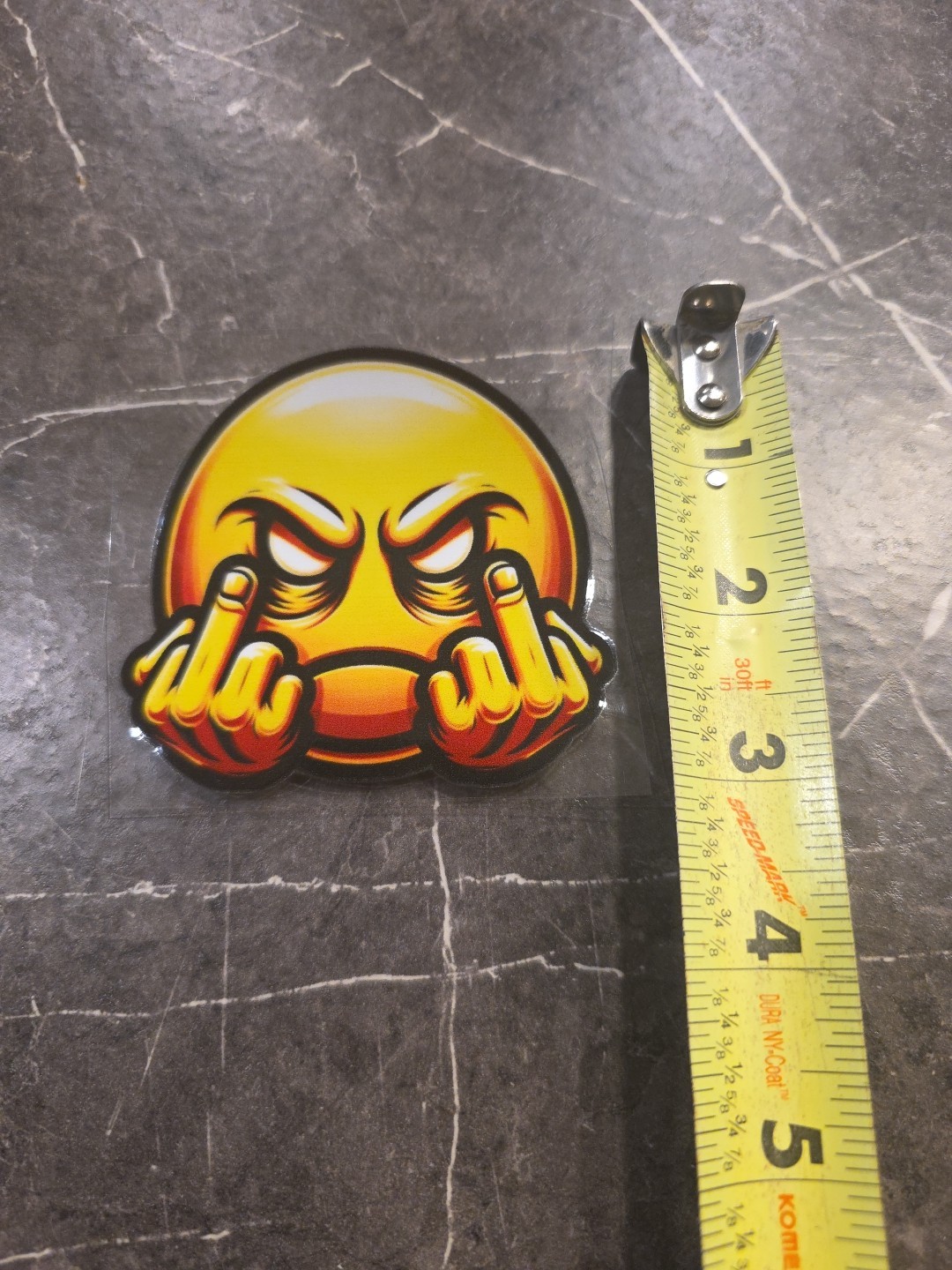 Angry Smiley Face Dual Middle Fingers UVDTF Decal Sticker Full Color Waterproof