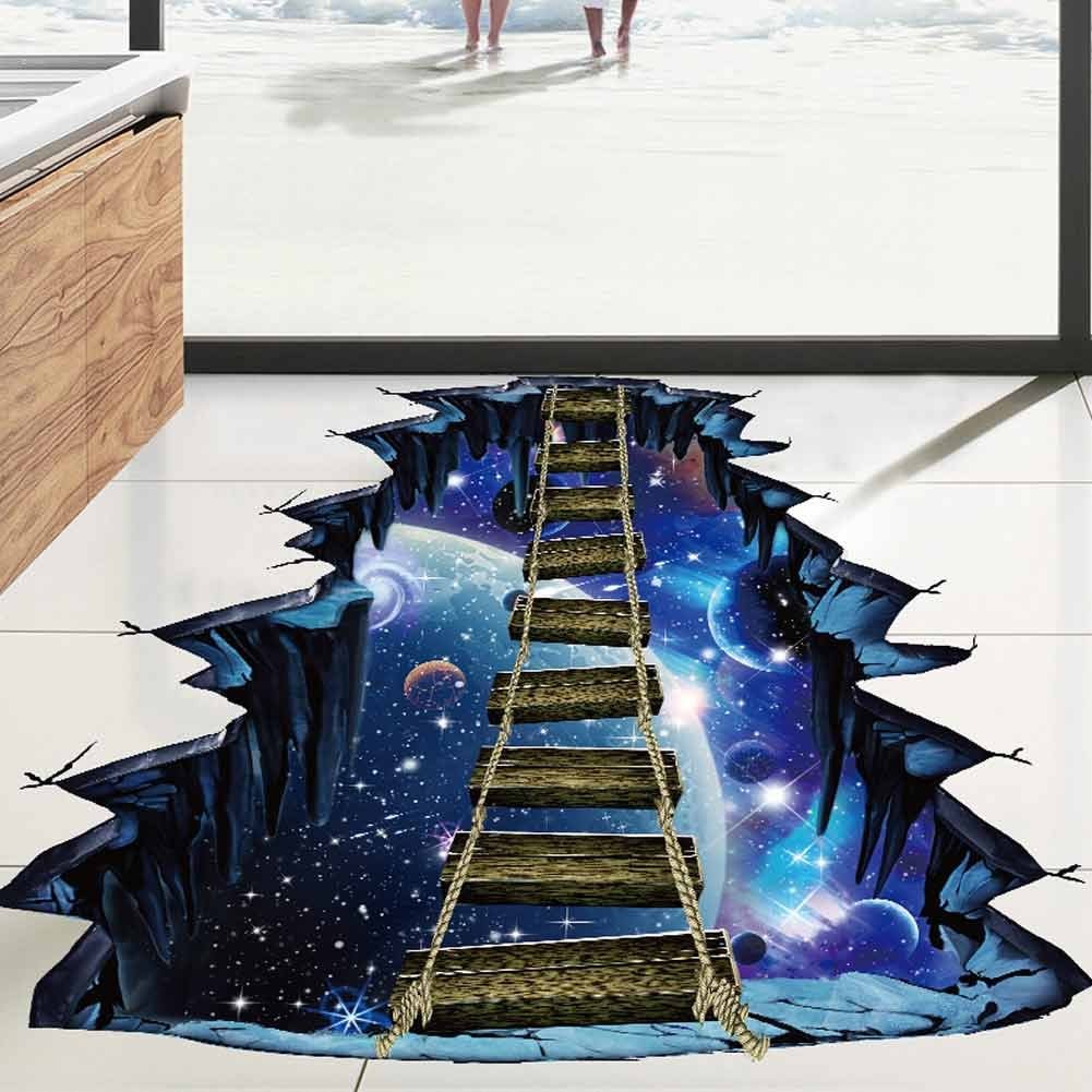 Blue Galaxy Bridge Wall Sticker,3D Outer Space Decorations Decal for Home Dec…