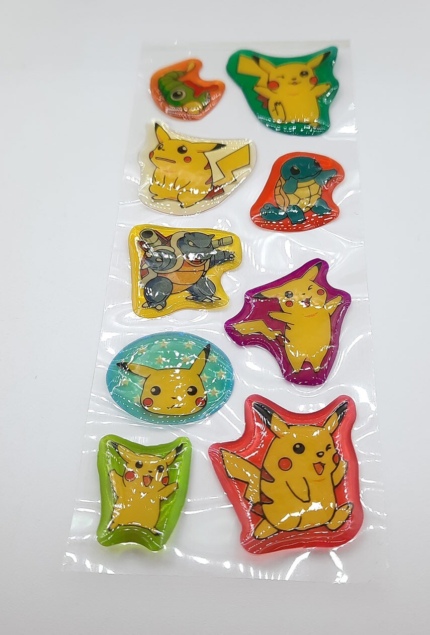 Pokemon vintage bubble sticker sheet Pikachu Blastoise Caterpie 5"
