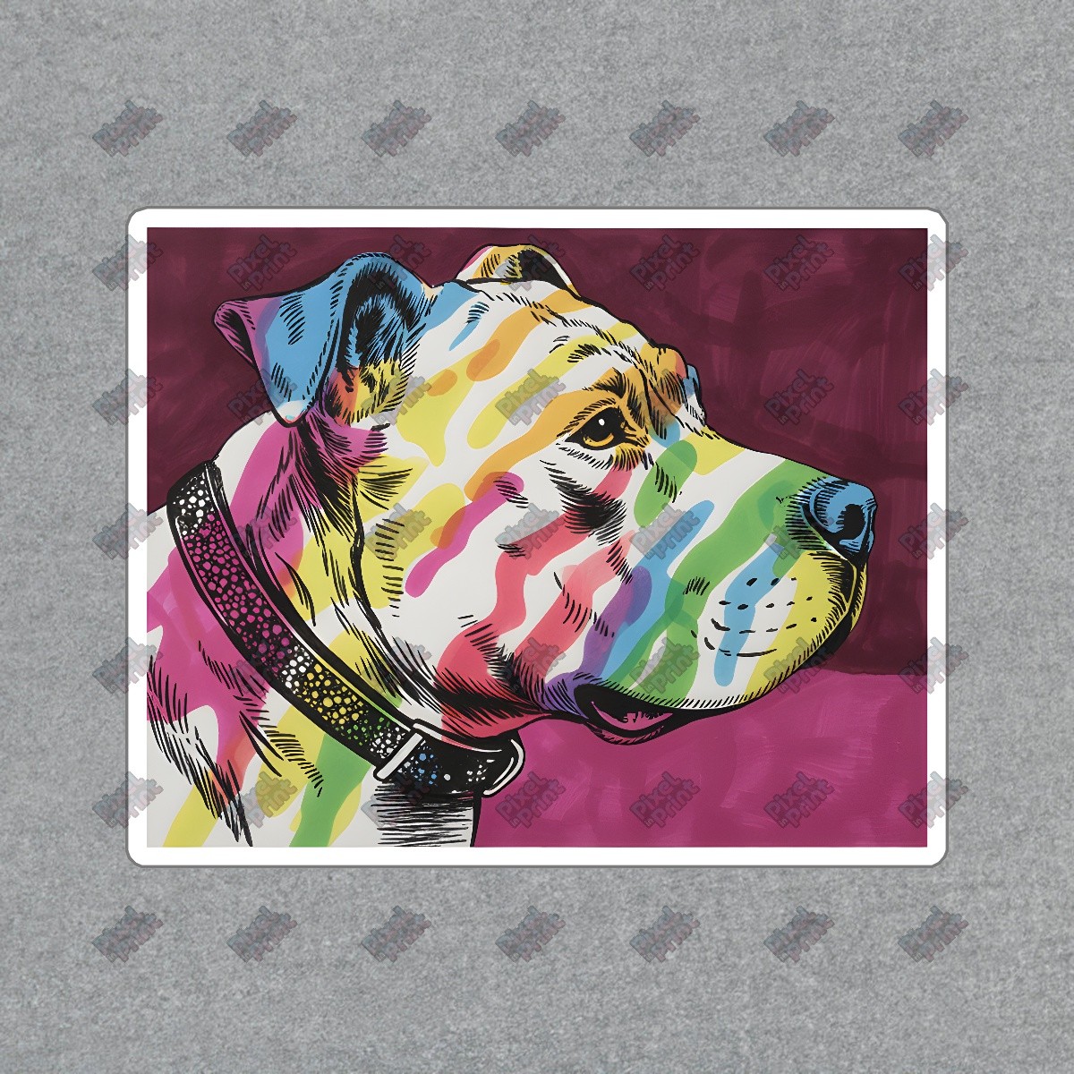 Vibrant Pit Bull Art Print Colorful Abstract Dog Portrait Pop Art #8320