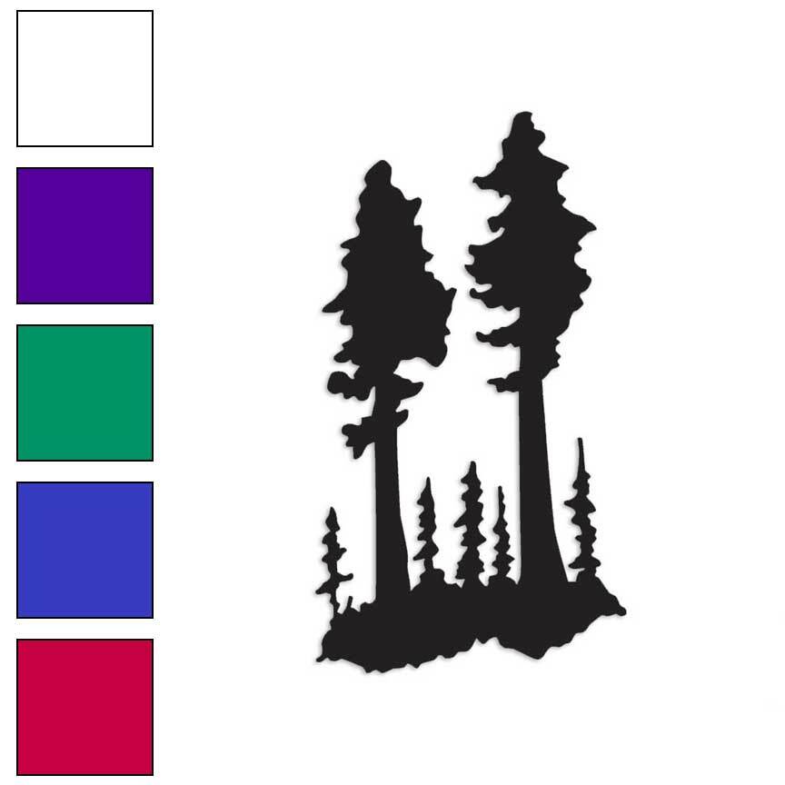 Pine Trees Art Drawing, Vinyl Decal Sticker, Multiple Colors & Sizes #529