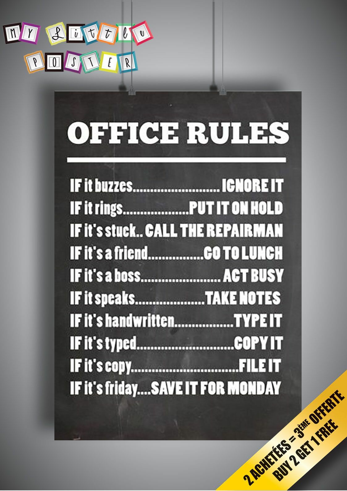 Office Rules Retro Vintage Quote Poster