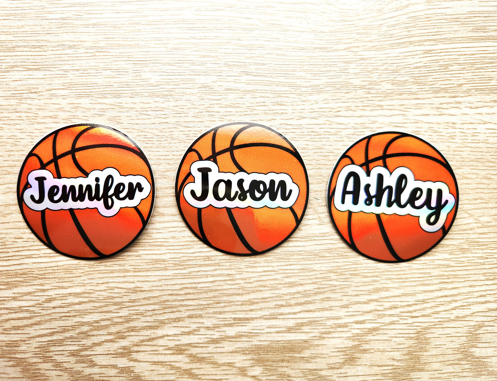 Holographic Custom Name Basketball Sticker, Basketball Player Gift