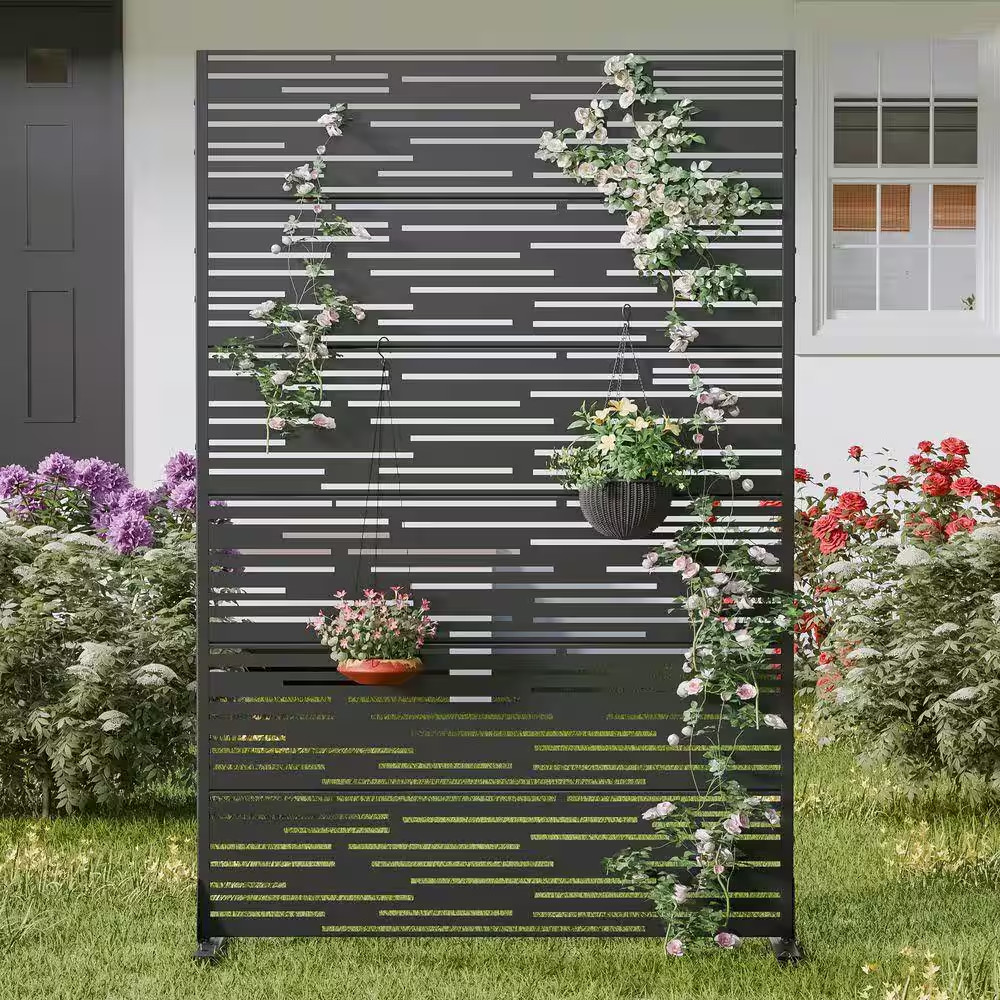 75 In. X 48 In. Outdoor Black Wall Applique or Wall Decal Decor Privacy Fence Sc