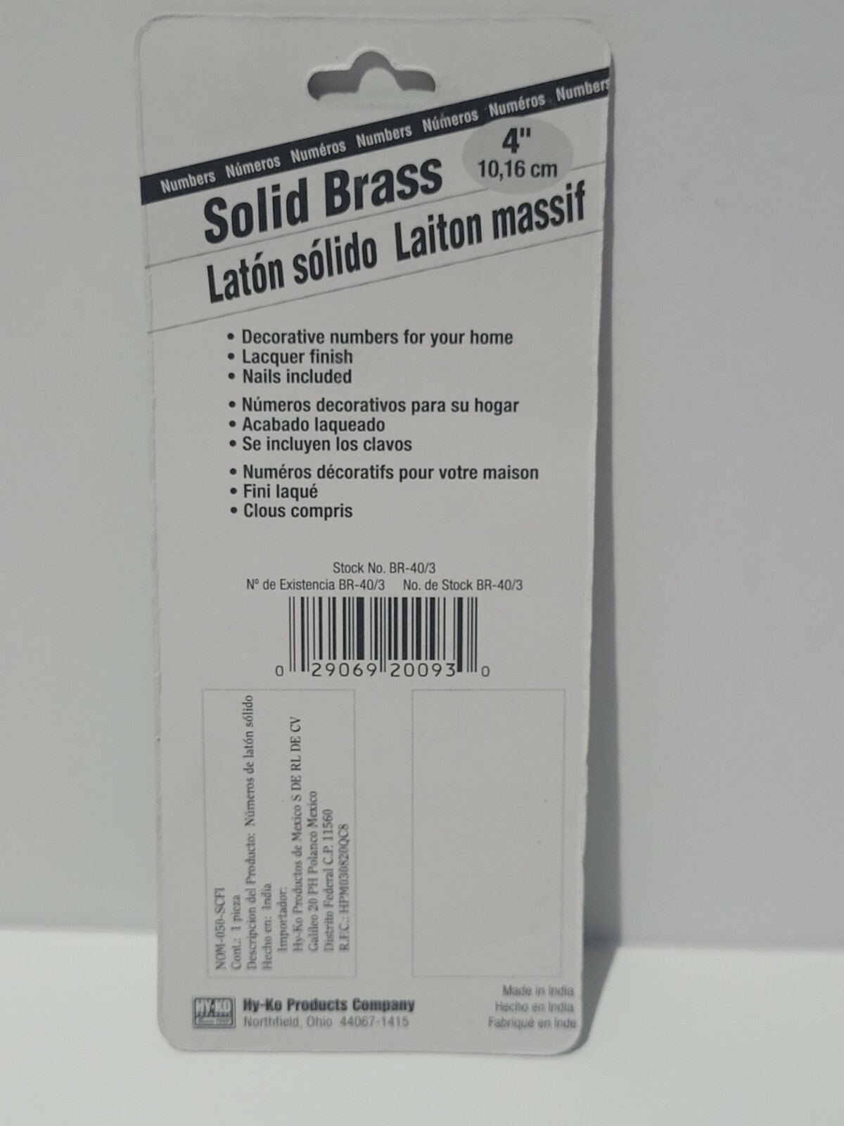 Solid Brass #3 House Number With Screws HY-KO Products new in packaging