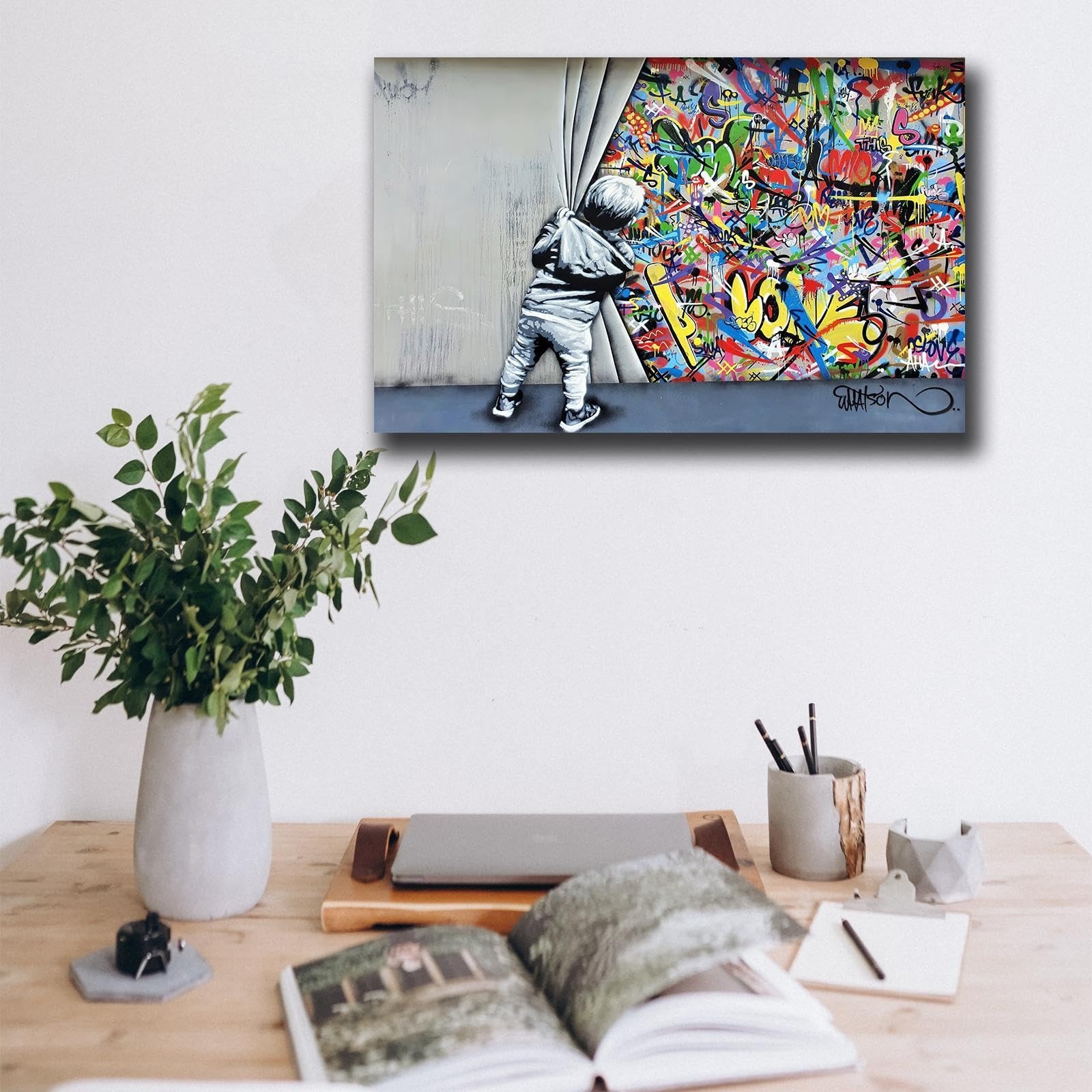 Banksy Canvas Wall Art Pop Street Graffiti Wall Art Decor Cool Poster Paintin…