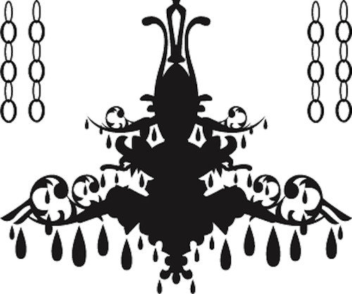 Chandelier Wall Art Sticker, Dining Room Wall Decals, Fancy Chandelier Art, a66