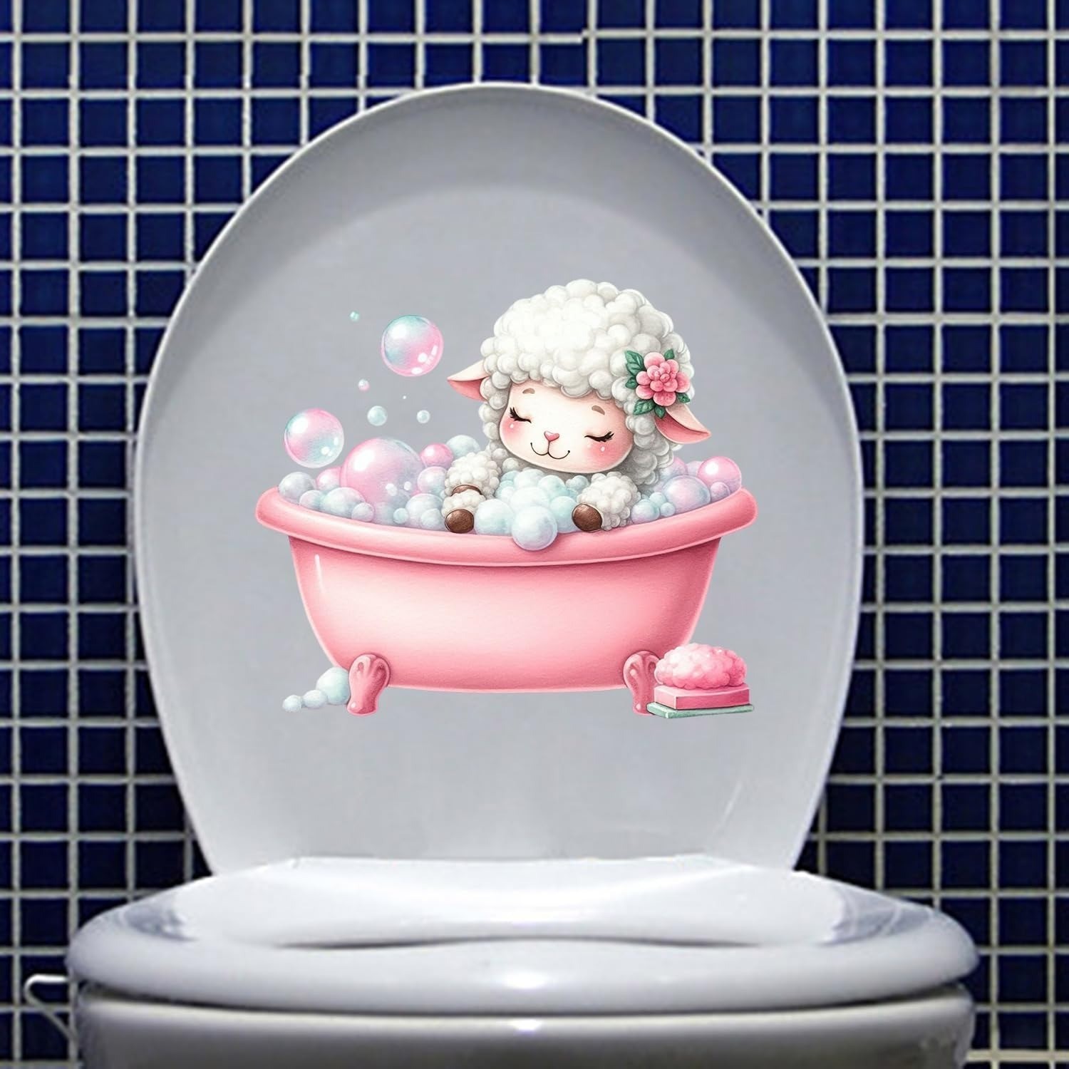 Lamb Bathtub Wall Decal Bubbles Removable Vinyl Sticker Nursery Kids Room 11.8in
