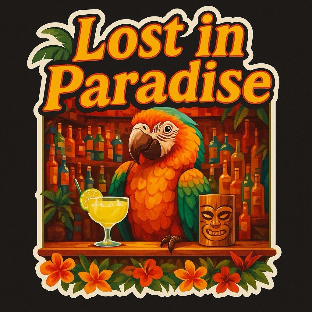 Lost In Paradise 3” Tall Sticker Decal Jimmy Buffett Parrot Head