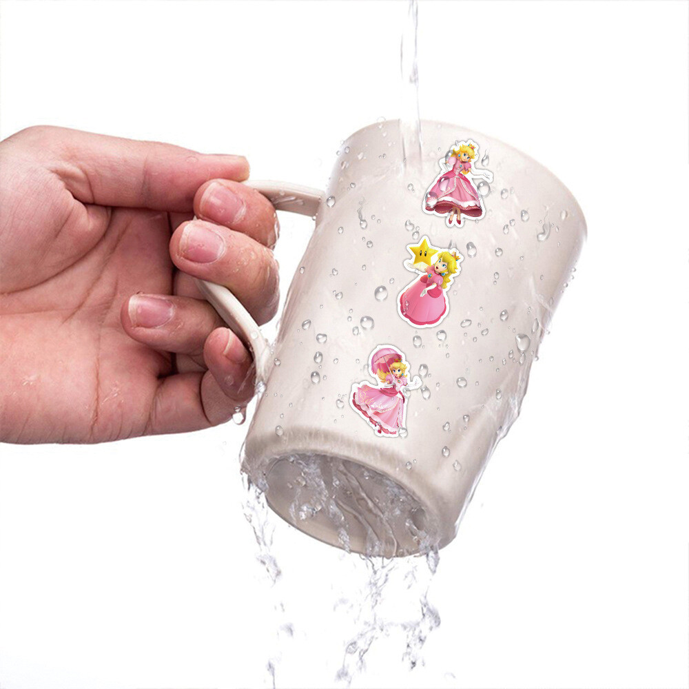 100Pcs Princess Peach Stickers for Kids Water Bottle Waterproof Scrapbooking