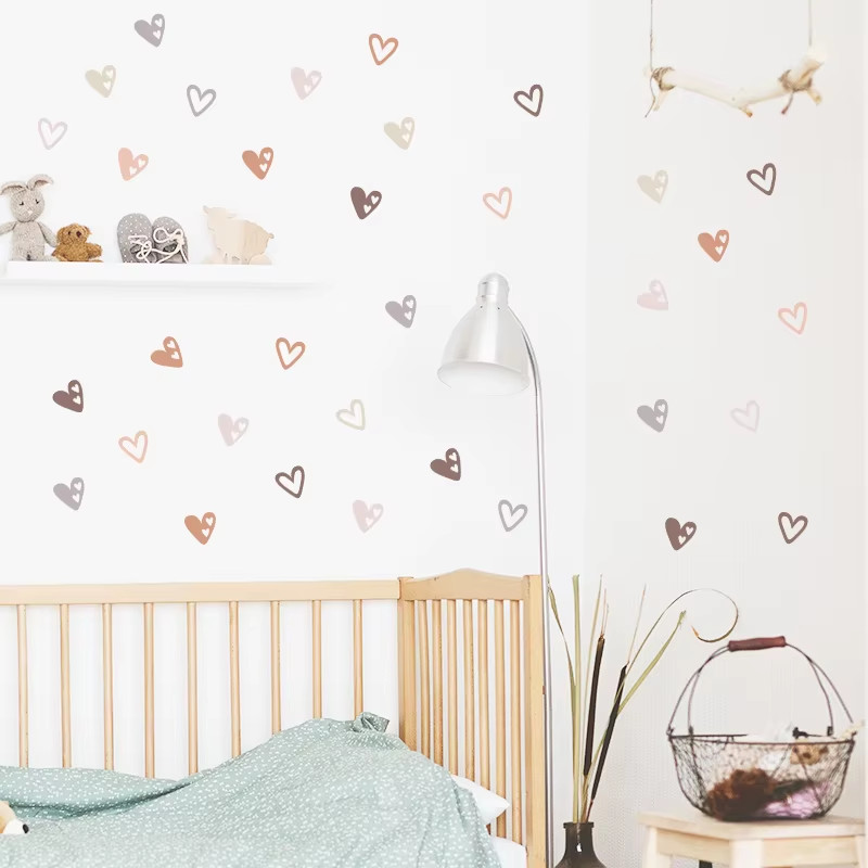 36Pcs Heart Shape Trendy Boho Style Wall Stickers Bohemian Wall Decals for Livin