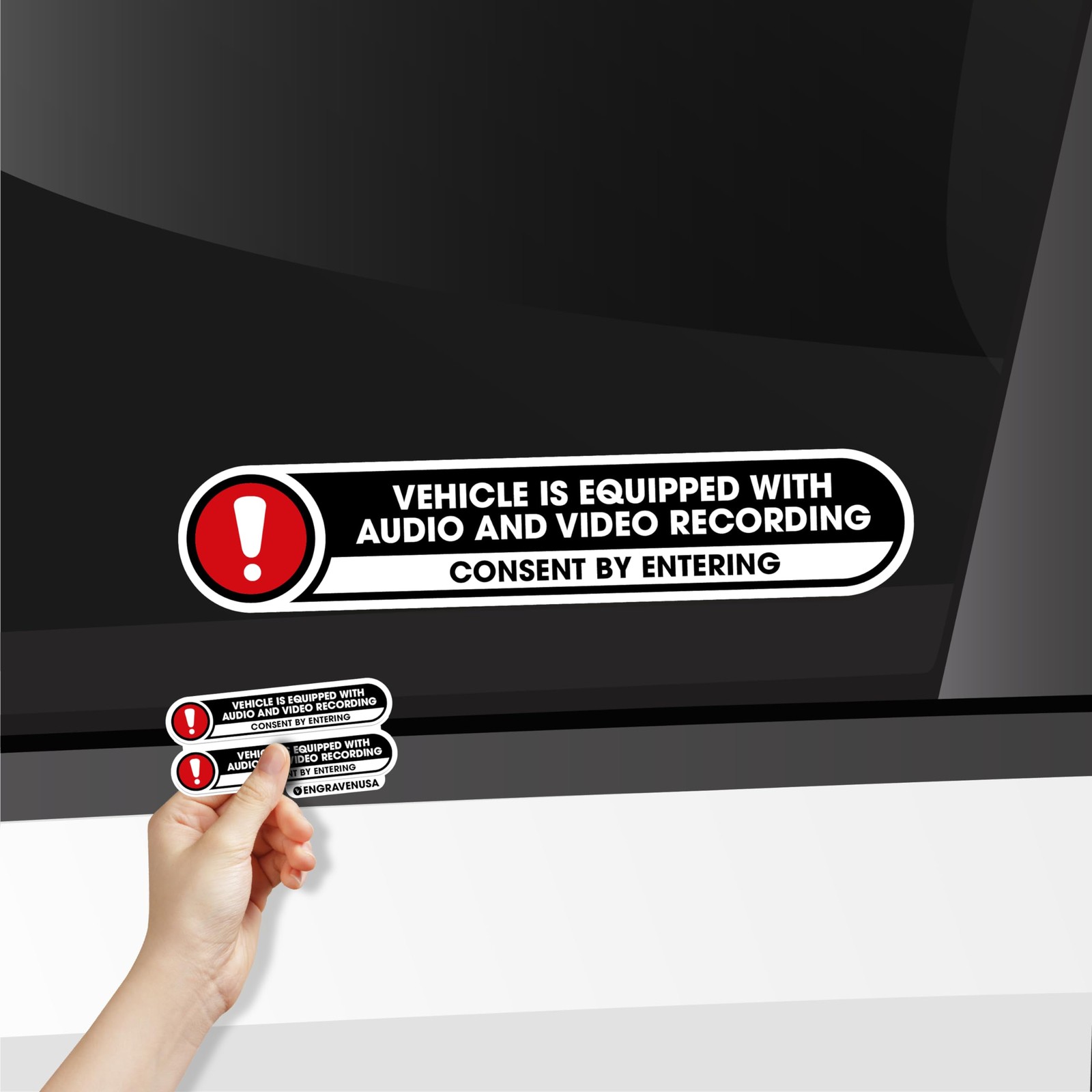 Vehicle is Equipped with Audio and Video Recording Stickers | Recording Devic…