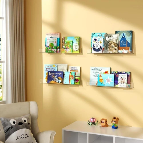 NIUBEE 24-Inch Acrylic Kids Floating Bookshelves, 2-Pack, Wall 24inches