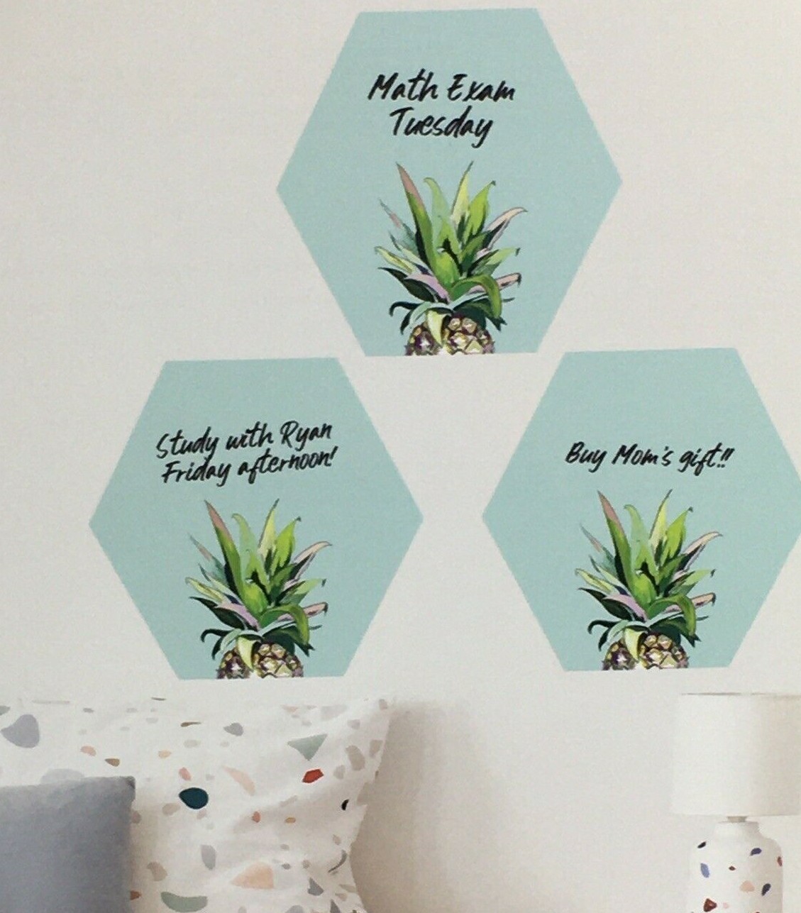 RoomMates Wall Decals Pineapple Crown 3-Pk Dry Erase Hexagon Peel And Stick