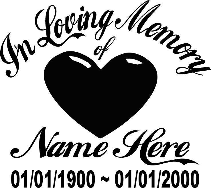 In Loving Memory Of – Heart Love Sticker Decal Window Memorial Personalized