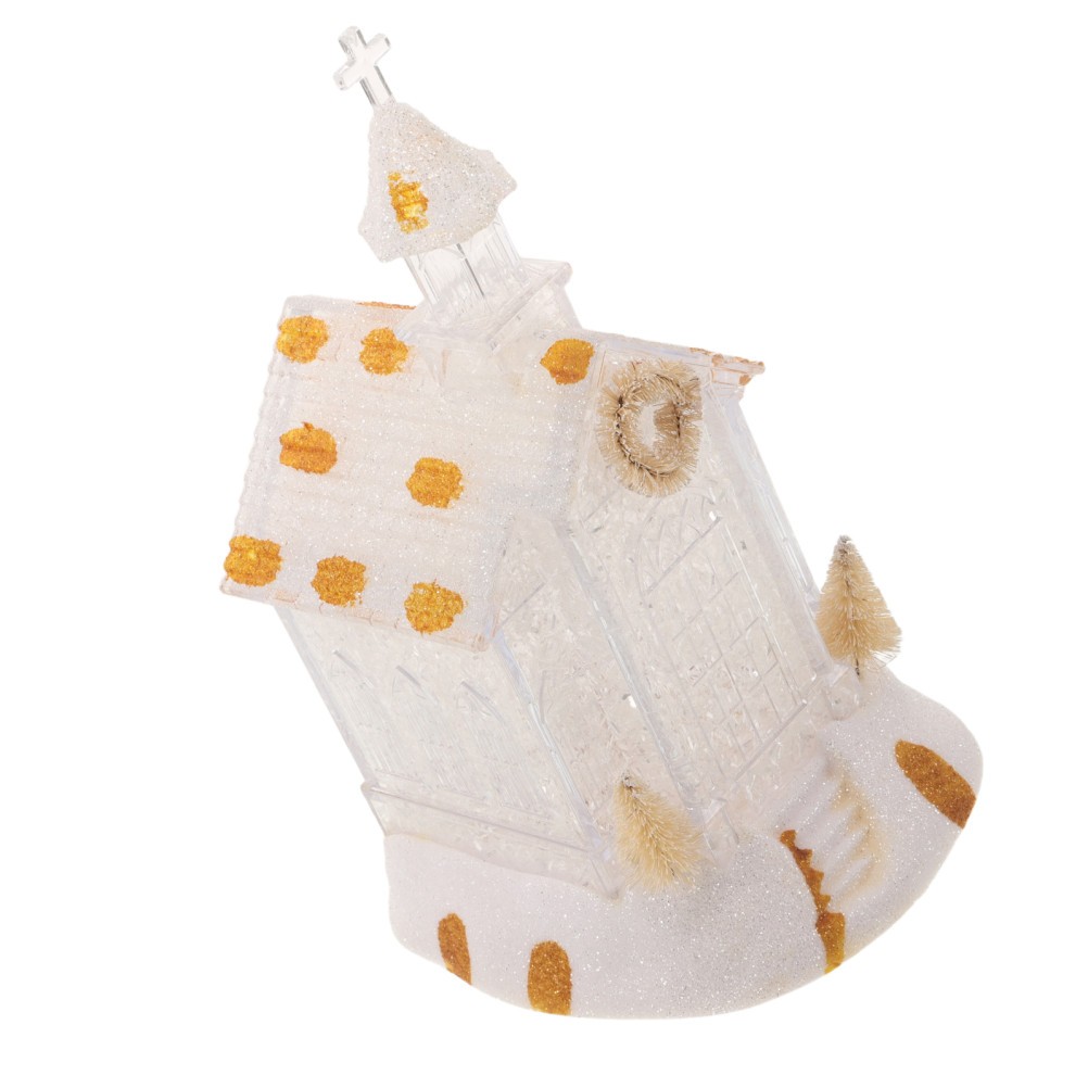 White LED Christmas Church House Lantern for Entryway Or Tabletop