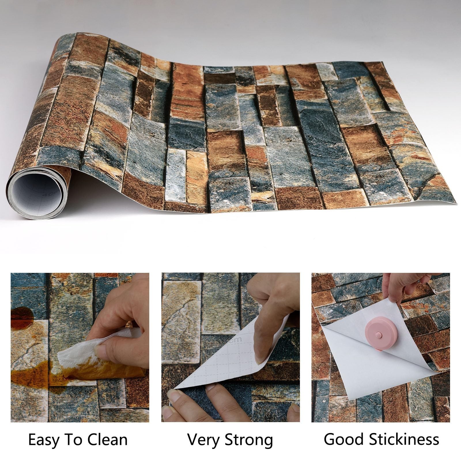 CAX Stone Peel and Stick Wallpaper Faux Stone Wallpaper 17.5" X 480" Brick Co…