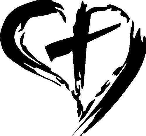Cross in Heart 9×9 Bible Verse Vinyl Decal by Scripture Wall Art Stickers, Decor