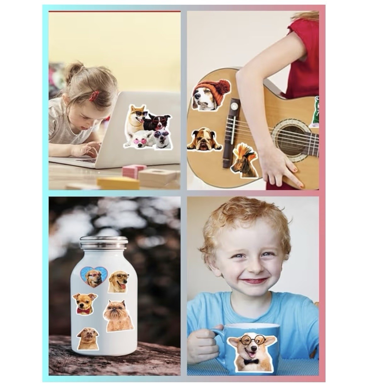 50pcs Funny Dog Stickers Puppy Animal Decals Waterproof Vinyl Gifts for Laptop