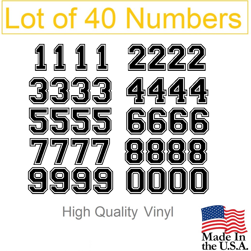 Lot of 40 White or Black Vinyl Mailbox, Tool Box,Locker Numbers Decal [College]