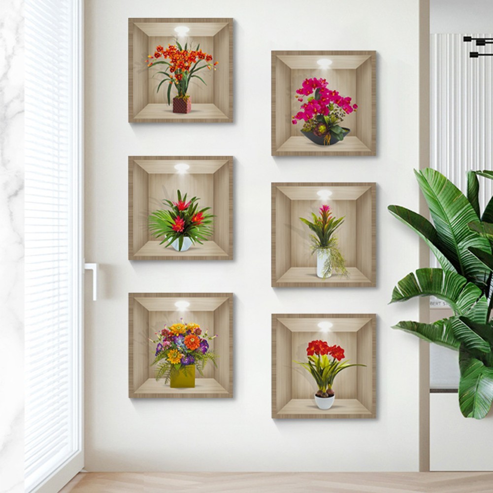 PVC 3D Vintage Flower Wall Stickers Multicolor for Living Room Bedroom