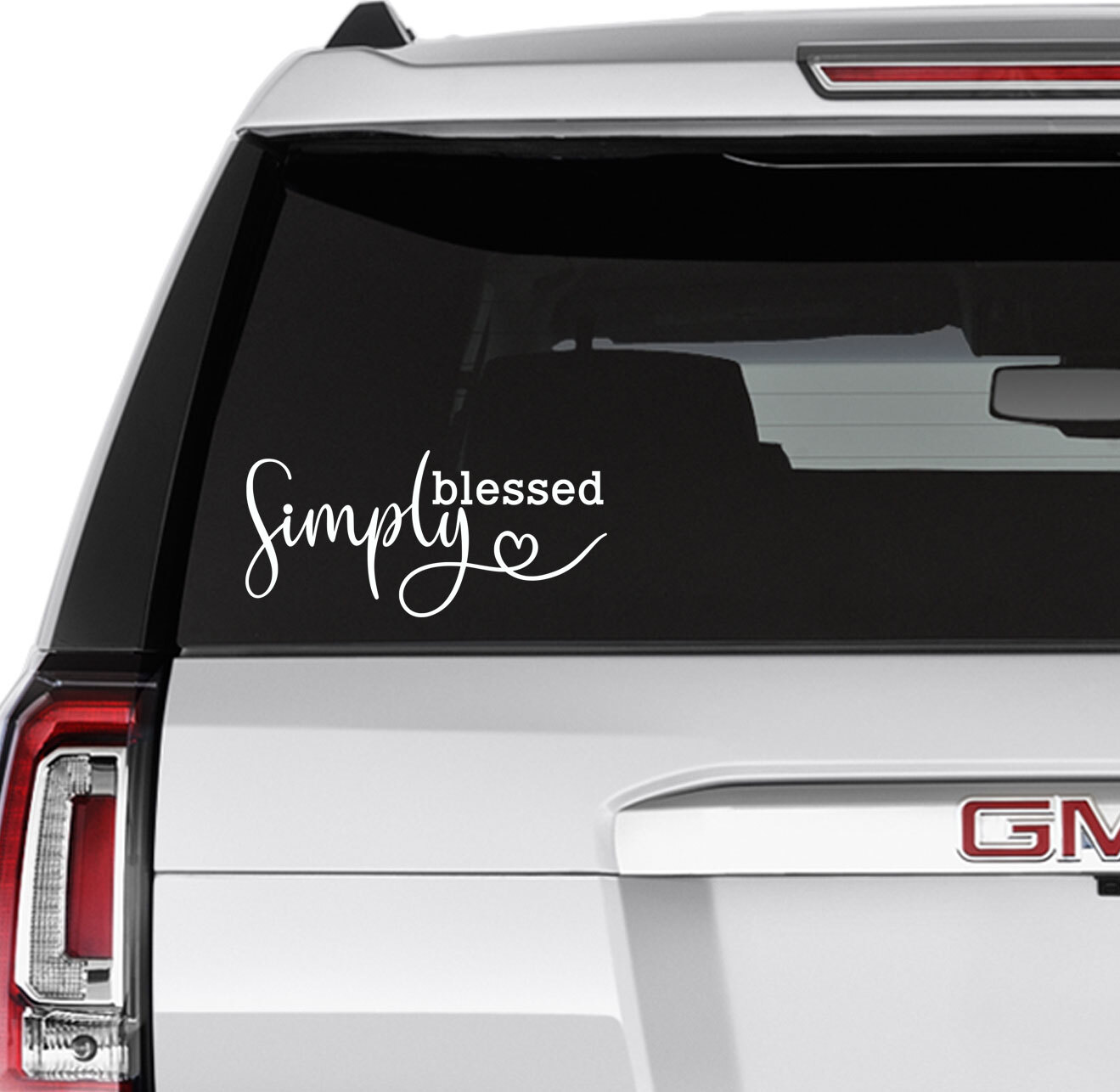Simply Blessed Vinyl Car Window Wall Die Cut Decal Sticker Heart Christian Faith
