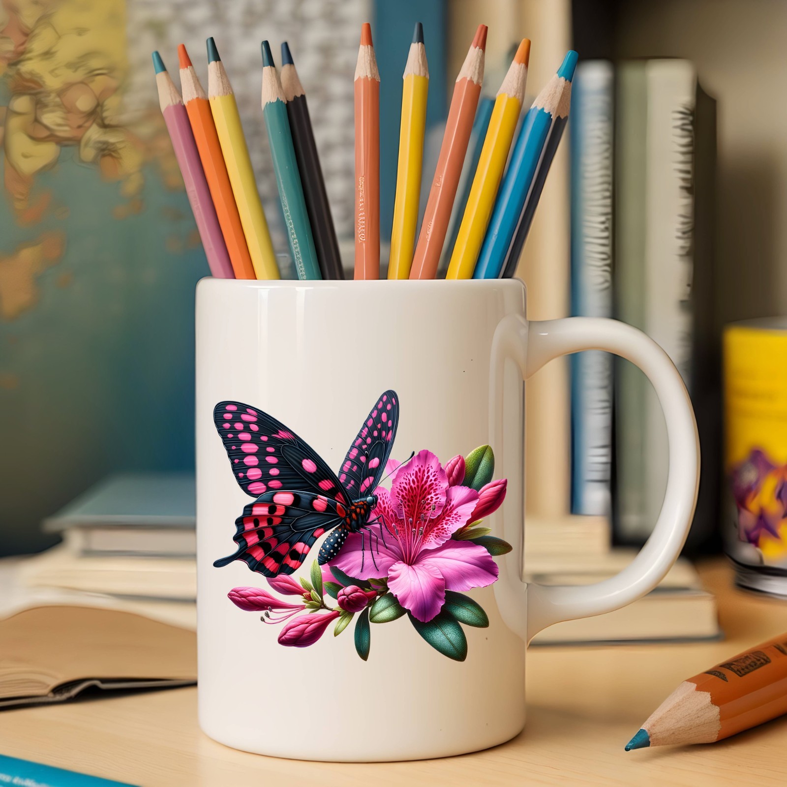 Pink and Black Butterfly UV DTF Transparent Sticker / Decal