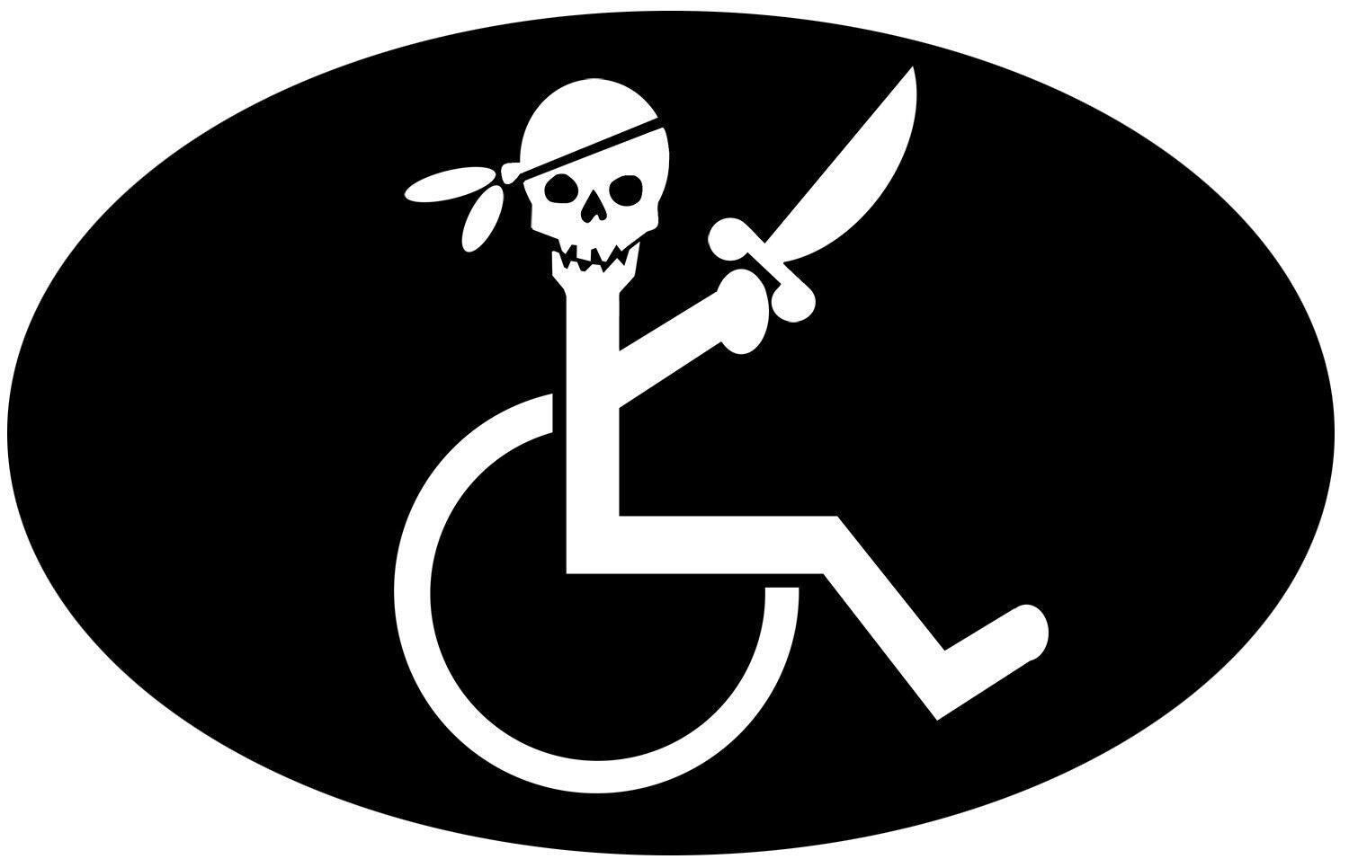 Handicap Pirate Disability Funny Trendy Indie Sticker Decal