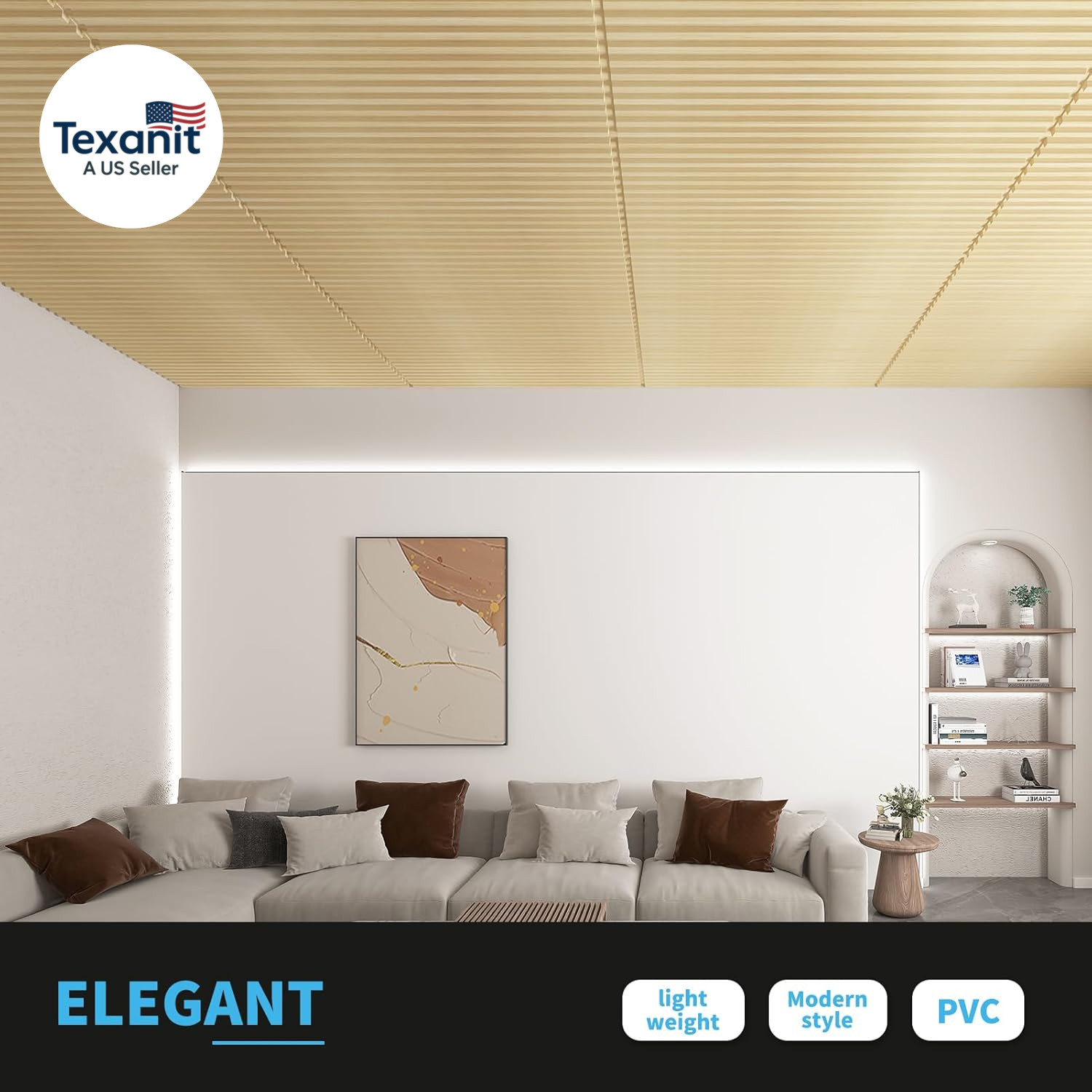 6-Pack Slat Design 3D Wall Panels for Interior Wall Decor, 2X4 FT PVC Decorative