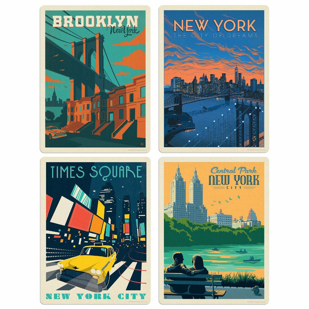New York City City of Dreams Vinyl Sticker Set of 4 Luggage Decals
