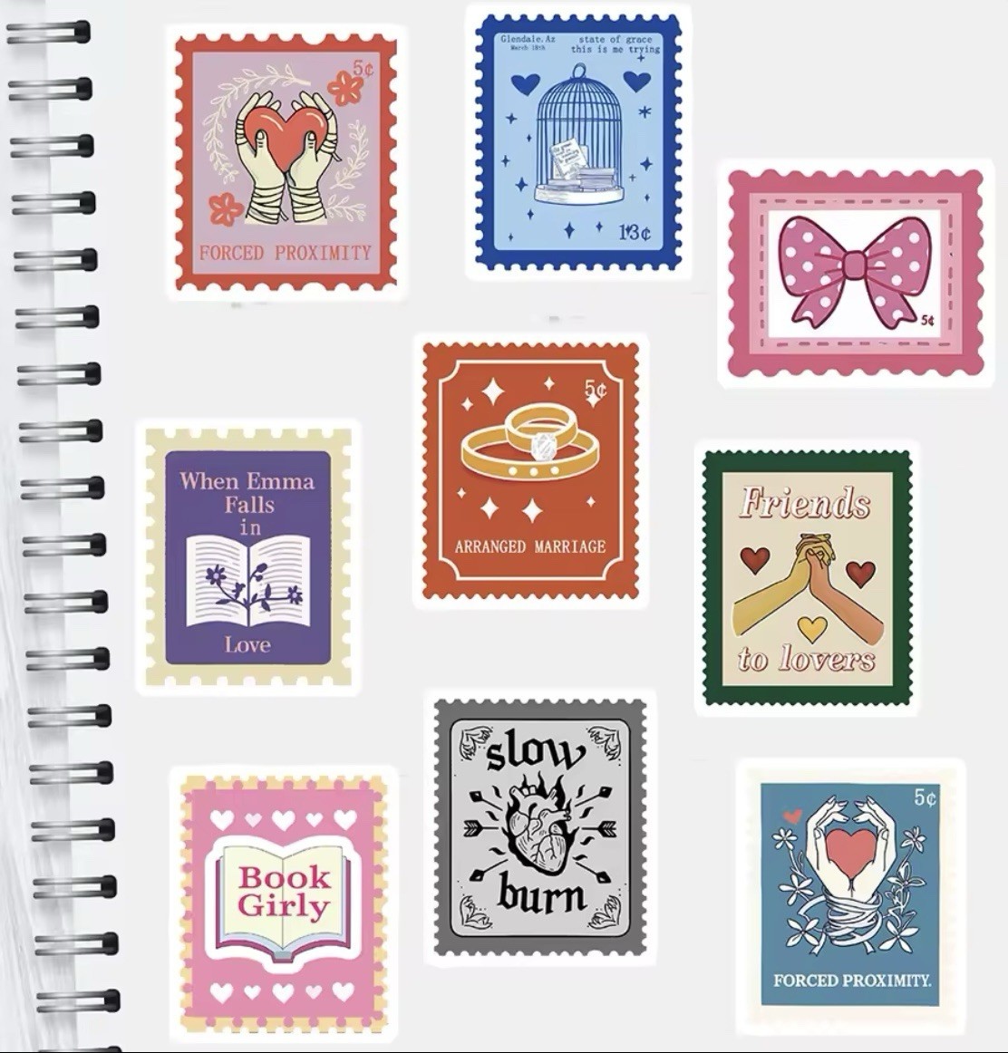 Stamp Style Love Stickers 50pk Matt Relationship Fun Love Stickers FREE SHIPPING