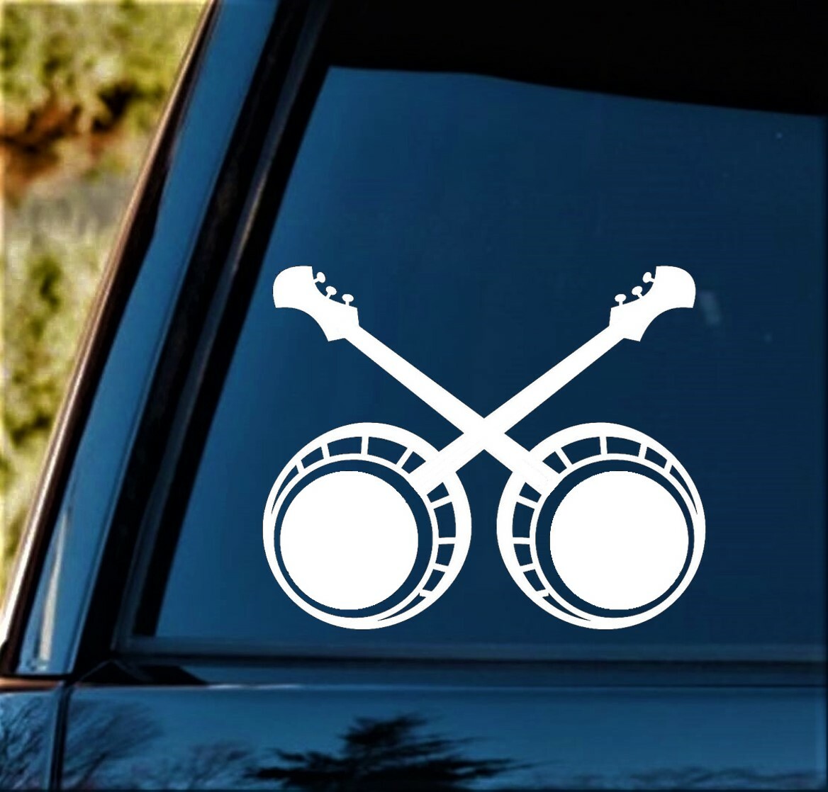 Bluegrass Banjo Decal Sticker for Car Window Picking & Grinning 5 String Scruggs