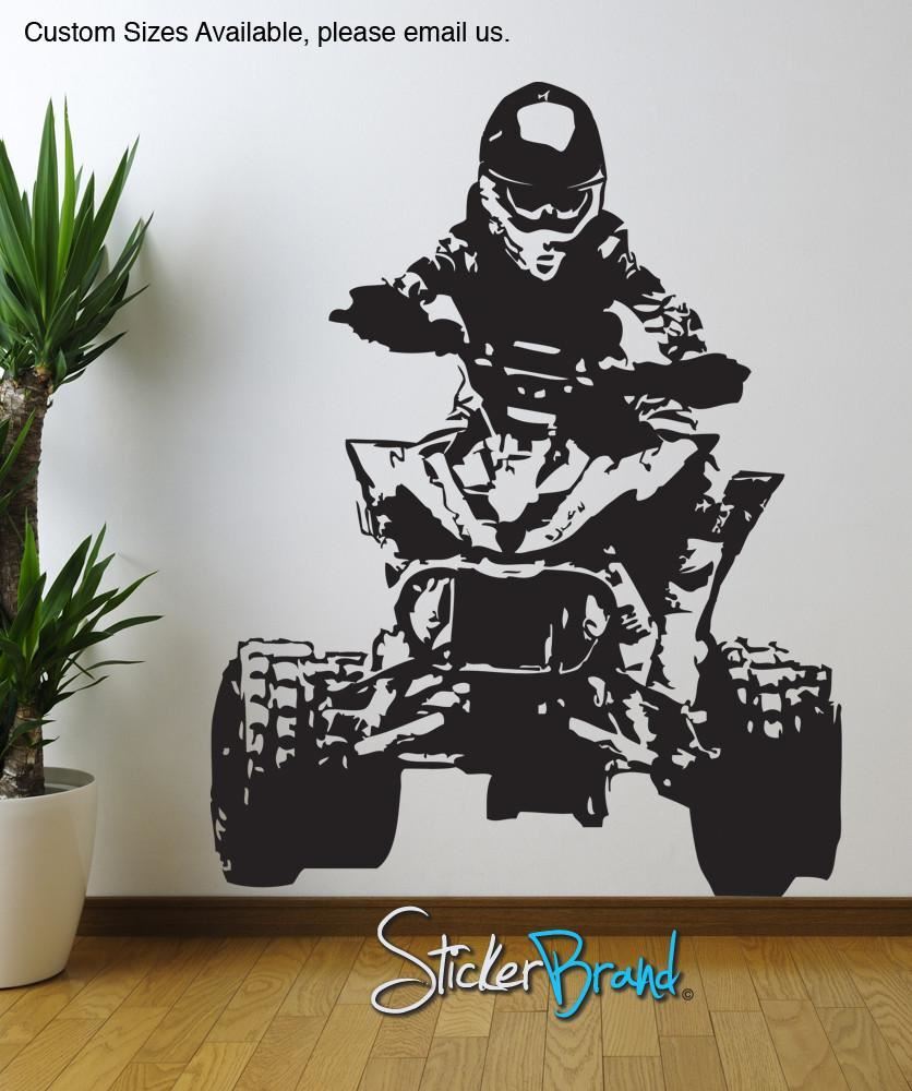 Racing Quad Bike Wall Decal. 4 Wheeler. Xtreme Sports. #JH241