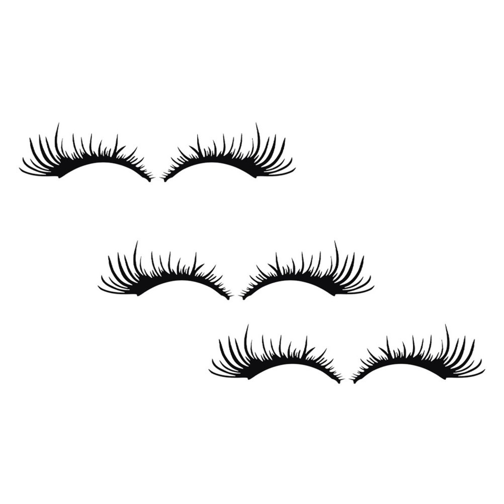 3 Pairs Car Eye Lashes for Headlights Black Eyelash Shape