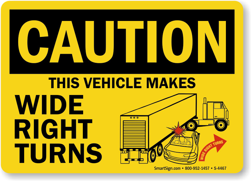 Caution Trailer wide turns sticker weatherproof bumper vinyl decal