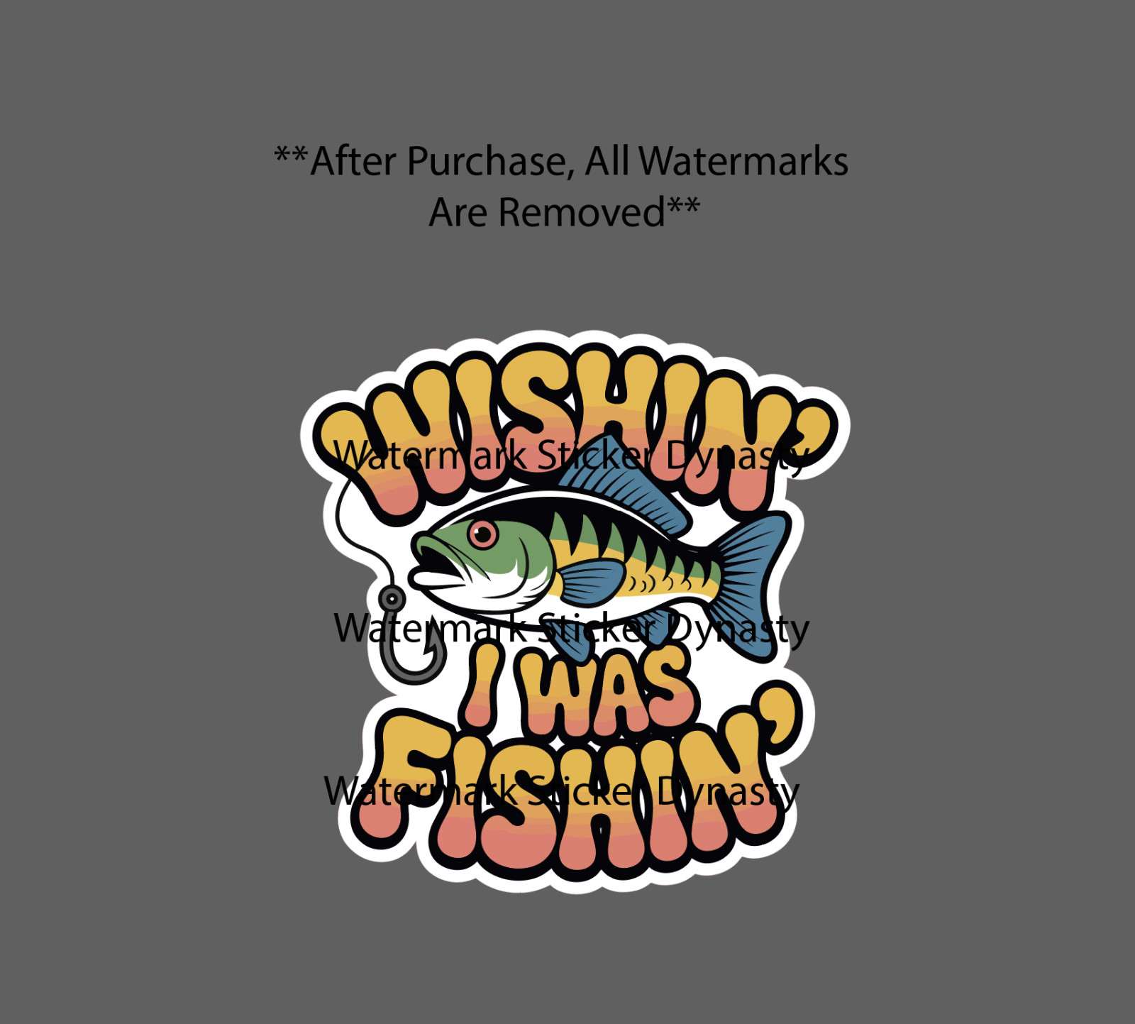 Wishin' I Was Fishin' Sticker Waterproof Decal Quote Outdoor Lake River Gift NEW
