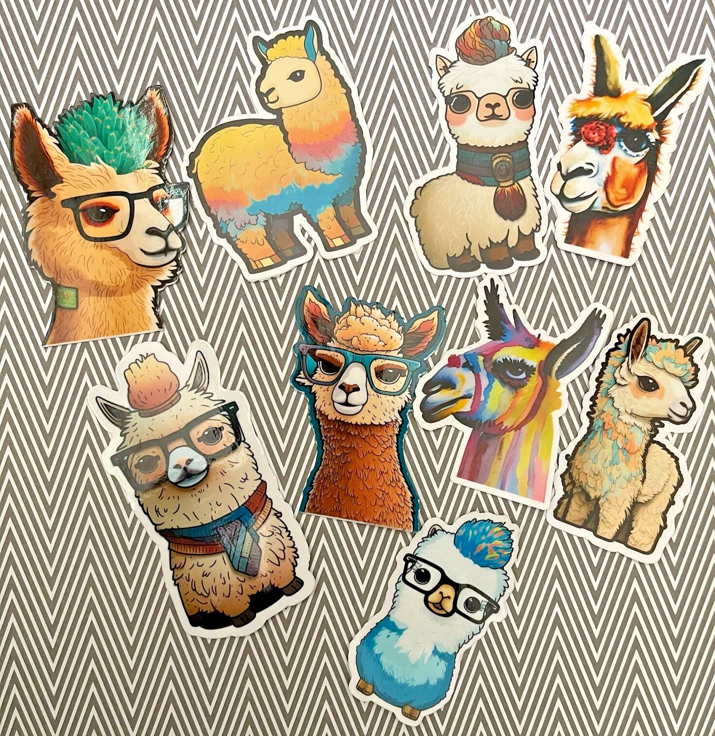 Funky Llama Die Cut Stickers Set Laptop Sticker WaterBottle Sticker