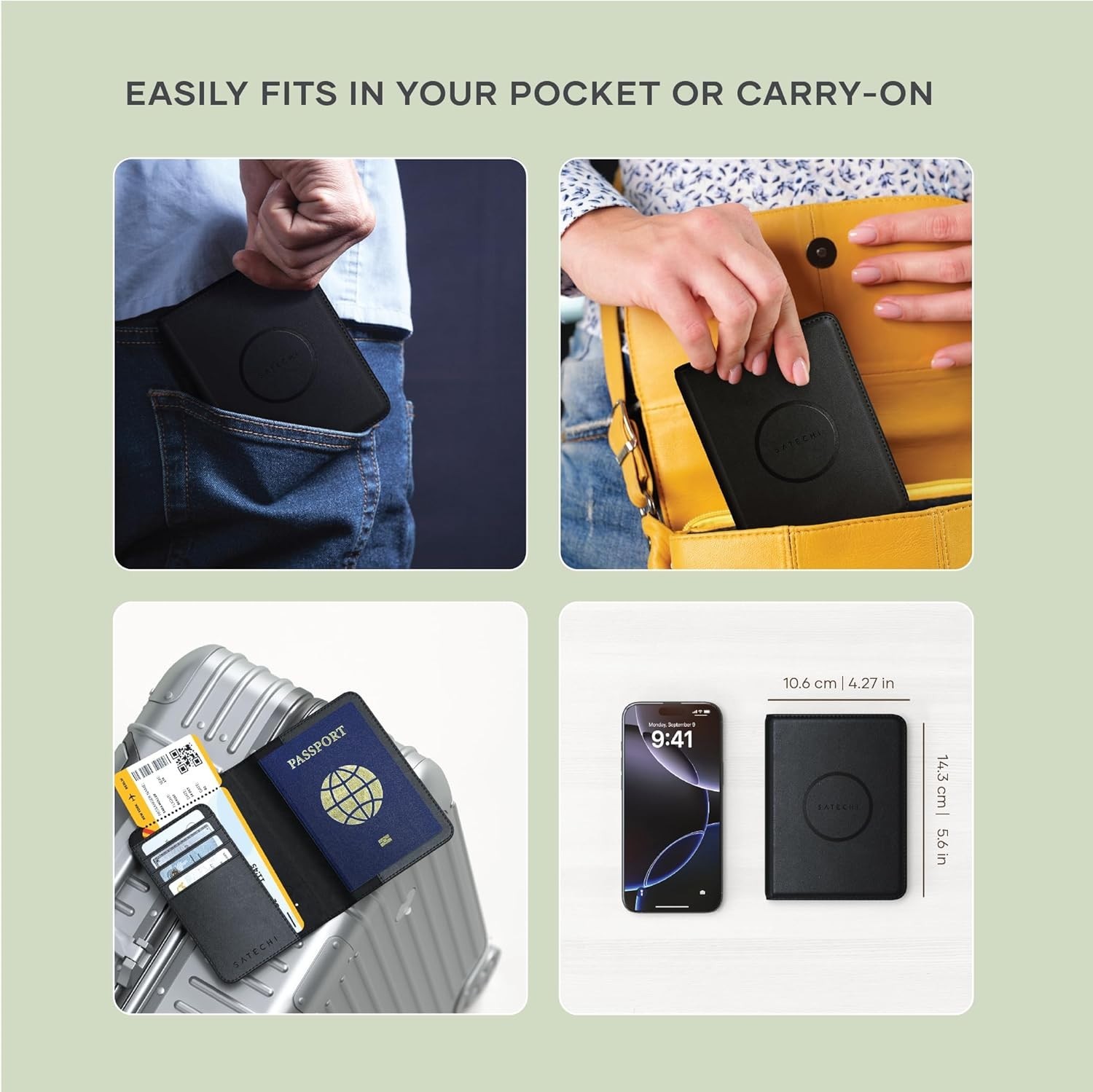 Passport Holder for Travel with Find My, Passport Cover with 4 Card Holder, Wire