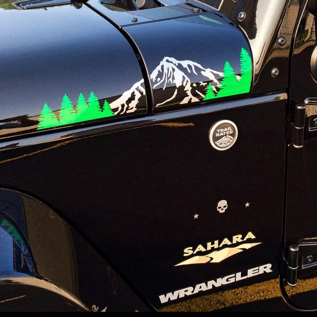 Mountain and Trees 2 Color Decal for Jeep Wrangler JK (2007-2018)