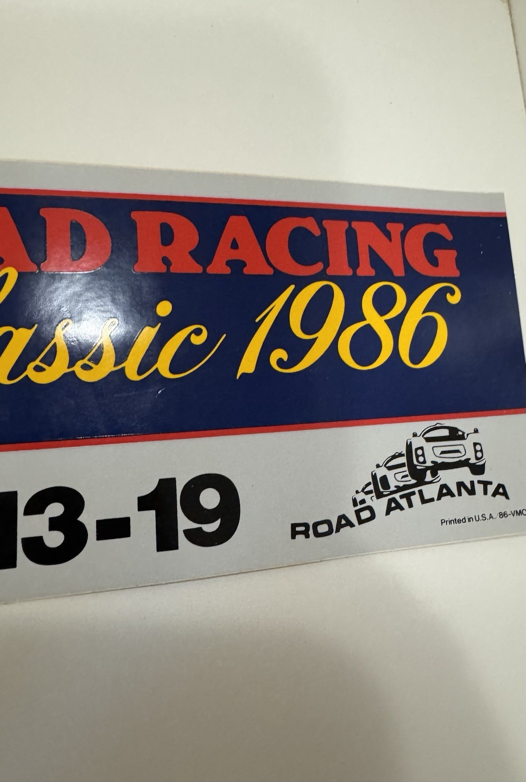 Vintage Valvoline Road Racing Classic 1986 Road Atlanta Bumper Sticker SCCA
