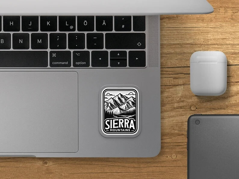 Sierra Mountains Sticker – Outdoor Adventure Decal, Travel Vinyl, Water-Resistan