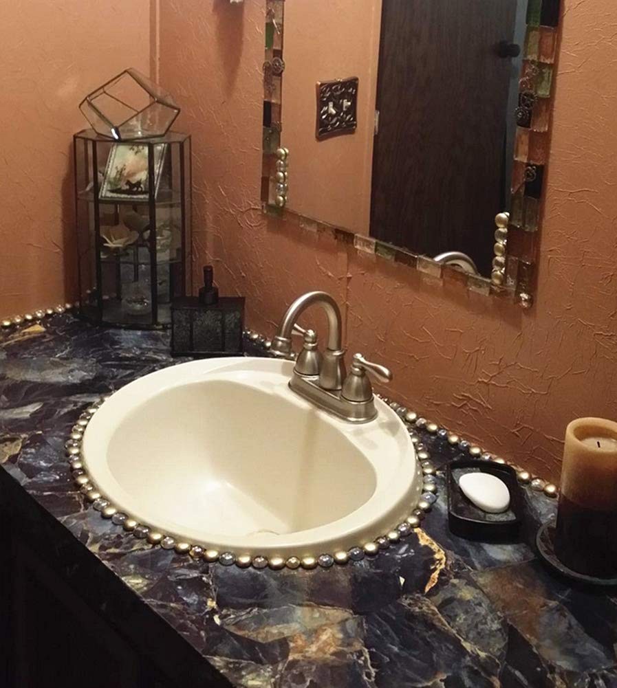 Adhesive Marble Paper Granite Look Marble Effect Gloss 2" x 15.8" Blue Stone