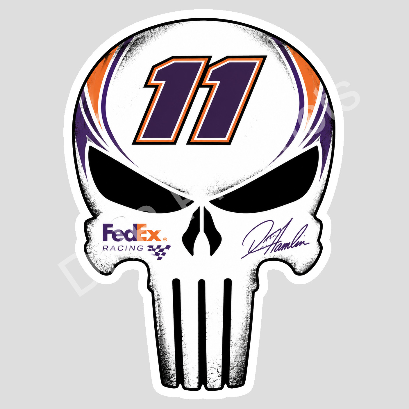 Denny Hamlin Number 11 Skull Logo Weather Resistant Vinyl Sticker/Decal NASCAR