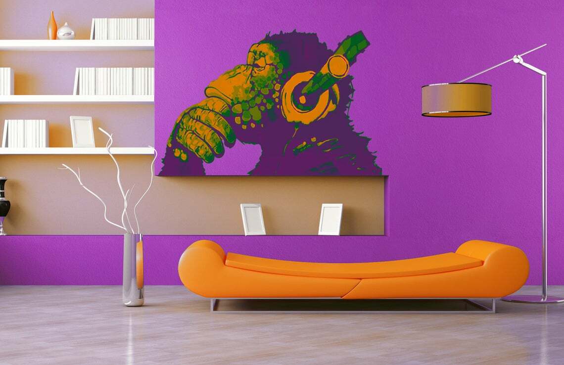Graffiti Monkey Decal, Monkey Wall Sticker, Monkey Print Monkey Wall Art