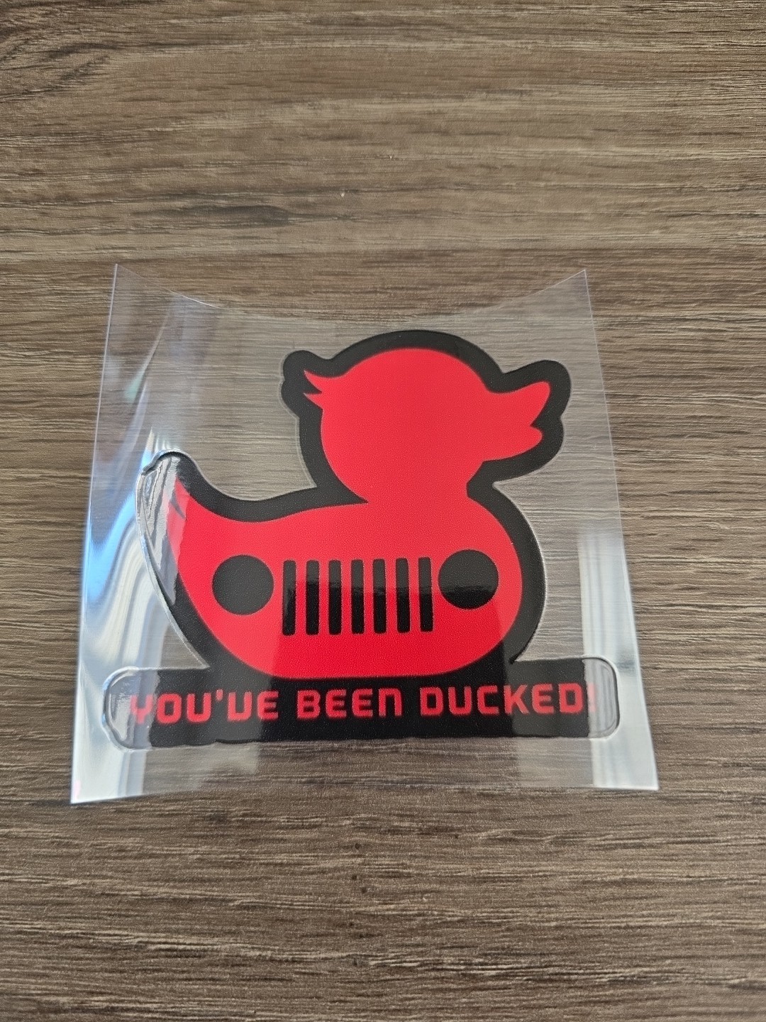 Solid Rubber Duckie You've Been Ducked Multi Color UV DTF Decal Waterproof Jp